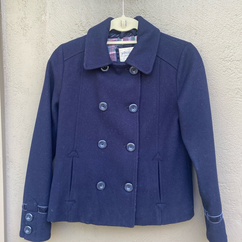 Navy JohnnieB pea coat 11-12y
